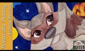Watercolor Painting Autumn Racoon {November Update}