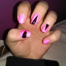 simple pink and black nails