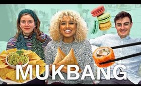 MEATLESS MUKBANG WITH MY BOYFRIEND AND BEST FRIEND | FOOD FROM ALL OVER NEW YORK CITY!
