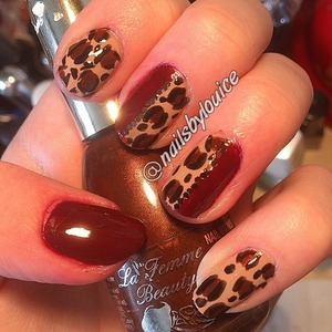 dark red, cheeta prints and glitter flakes!