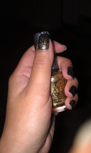 OPI Nail Laquer - Gold Shatter on top of Sally Hansen Maximum Growth Plus - Real Royal