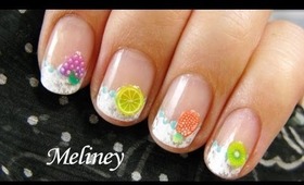 SUMMER FRUIT & FLOWER Fimo Nail Art Design: Easy Konad Stamping Tutorial for Short Nails Simple