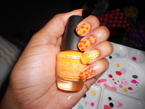 I used Color Craze/ Shock as the base and L'Oreal? (i forgot the name) and China Glaze/ White on White