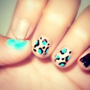 Blue Cheetah nails