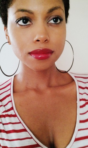 if wearing foundation line + fill lips first with flesh tone liner to hold gloss + color in place