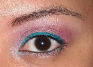 Pink eyes and aqua liner