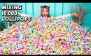 Mixing Together 10,000 Lollipops Into One GIANT Lollipop