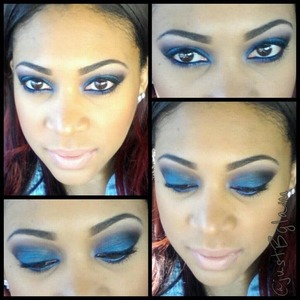 Blue smokey eye and frosted lip