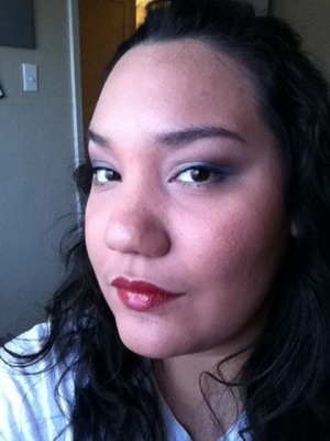 4th of July - Red lips, white eyes, blue liner, and a bright glow all over!