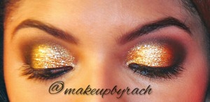 gold glitter and brown eyeshadow