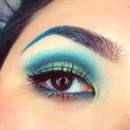Teal, lime green and orange 