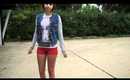Red Shorts & Denim Vest OOTD