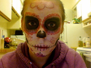 This is sugar skull make up I might use for halloween. It needs some work though. 