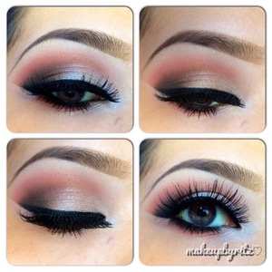 Makeup Geek's Mango Tango on the crease and Shimma Shimma on the lid. White Lies under the brow bone
