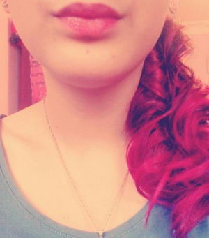 #hair #red #cerise #pink #dip dye #lips #different 