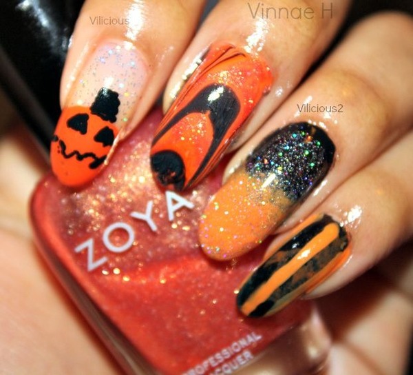 Busy Girl Nails Fall Nail Art Challenge - Orange 2 | Vinnae H.'s ...