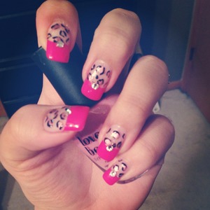 Pink cheetah nails  