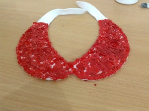 red squin & beads glued to flet