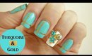 Elegant Turquoise and Gold Plaid Nail Art! [BornPrettyStore Review]