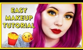 'FRIES & KETCHUP' MAKEUP TUTORIAL (BRIGHT YELLOW EYES & RED LIPS)