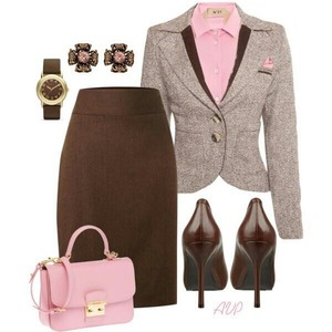 Brown an pink office look 