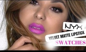 NYX Velvet Matte Lipstick Lip Swatches | All 12 Colors