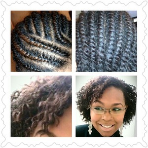 Two Strand twist Hair in any pattern going all the way back.  Leave in hair for a few day to a week,  After untwist hair gently, fluff and viola' you have a new hair style for the next few days to week.