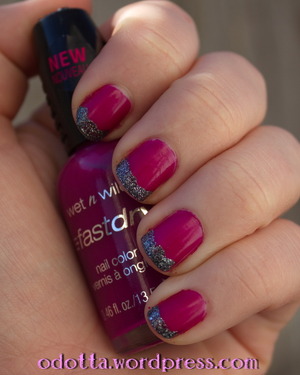 FuchsiaRama tipped with china Glaze's Tinsel Town. Did this the week of Valentine's 2013.