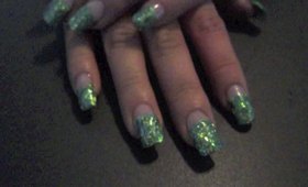 green glitter nails