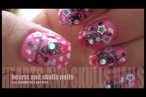 Hey guys check out my hearts and skulls Nail Tutorial !  