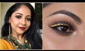 #9DAYSOFMAKEUP | YELLOW Winged Liner | Navratri Makeup Look | Stacey Castanha