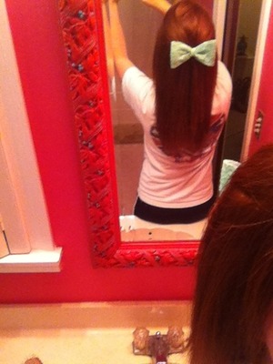 First day of school (Wednesday) hair! Sadly, the bow fell out in the hall and I never found it! 