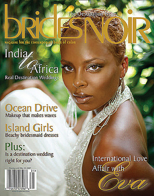 Makeup by Candace Corey for Eva Marcille for fashion spread and cover of Brides Noir magazine.