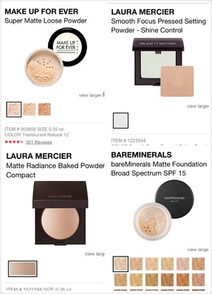 This four loose powder are the best for oily skin. I'm using the bare minerals one now, and I LOVE it. It really control my T-zone shine. I used the Laura Mecier one before, it's very nice. 