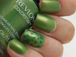 Revlon Bonsai with dotticure accent nail. More information can be found on my blog post: http://www.lacquermesilly.com/2013/09/20/revlon-bonsai/