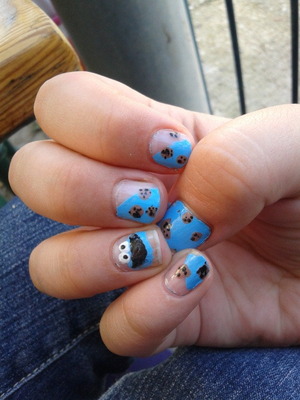 cookie monster 
im not a pro i have only been doing nail art fpr about a month