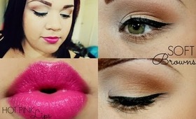 Tutorial ♡ Soft brown eyes & Hot pink lips