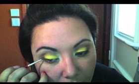 Bright Yellow Contoured Eyes with Red Lips