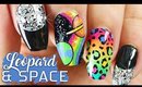Neon Leopard & Space Nail Art Tutorial // Freehand Nail Art at Home