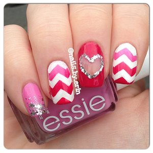 This is one of my favorite designs of mine... I love all the pink, the chevron, and the heart. This was featured in the January/February 2014 issue of Nail It! Magazine and I have also made a YouTube tutorial for this design if you are interested in seeing how I did this: https://www.youtube.com/watch?v=VTL-p4uNBq0