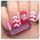 Pink Heart Themed Nails