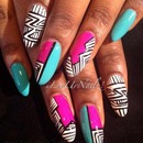 Color block designed nails