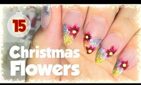 15. Christmas Flowers nail art | Advent Calendar 2016