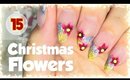 15. Christmas Flowers nail art | Advent Calendar 2016