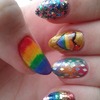 Rainbow glitter nail art
