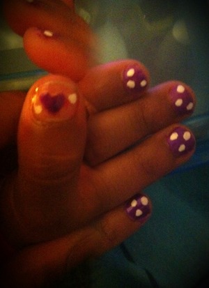 did the mini me nails today... She picked te colors and design I'm just responsible for the paint and art... She's 3!! 