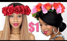 DIY Flower Crown Headband Collab w/ Crystal Michelle►Dollar Store Challenge