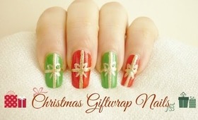 How To - Christmas Gift Wrap Nails! (For Beginners)