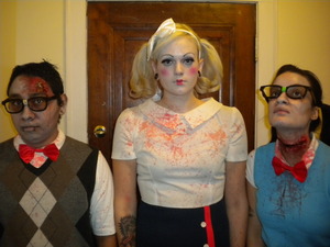 halloween. did the makeup for my two dead nerd friends and the doll makeup for myself.