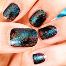 Posting back my first attempt on Galaxy Nails :p